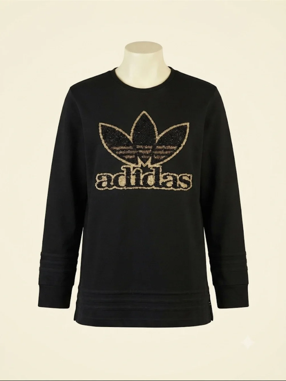 adidas Black Sweatshirt with Gold Trefoil Logo